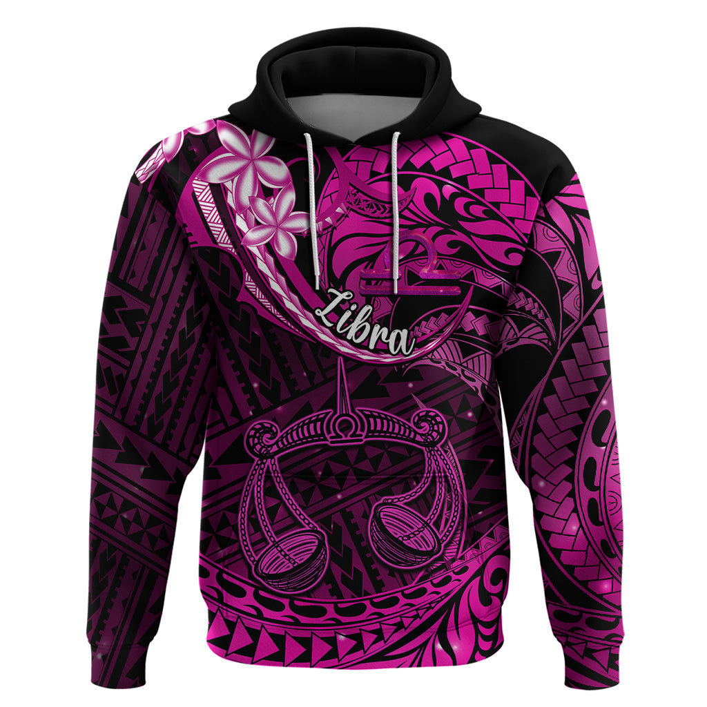 Polynesian Pride Libra Zodiac Hoodie Astrological Sign Tribal Plumeria Pink Galaxy LT14