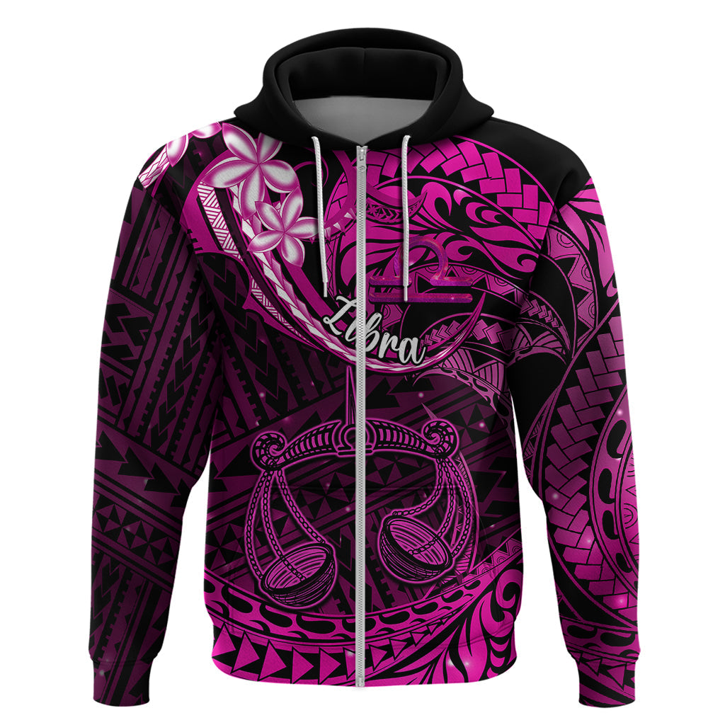 Polynesian Pride Libra Zodiac Hoodie Astrological Sign Tribal Plumeria Pink Galaxy LT14