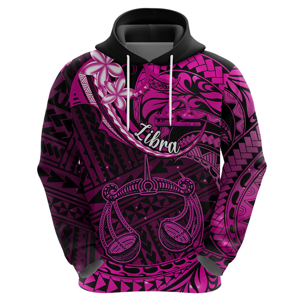 Polynesian Pride Libra Zodiac Hoodie Astrological Sign Tribal Plumeria Pink Galaxy LT14