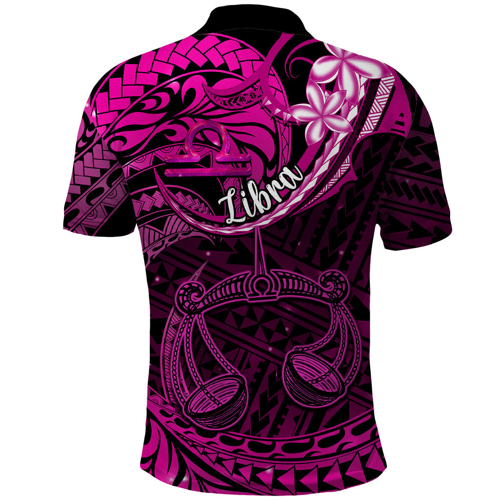 Polynesian Pride Libra Zodiac Polo Shirt Astrological Sign Tribal Plumeria Pink Galaxy LT14