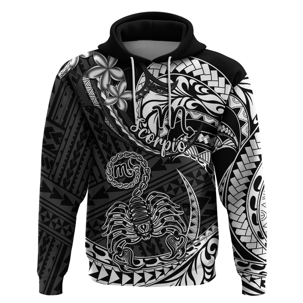Polynesian Pride Scorpio Zodiac Hoodie Astrological Sign Tribal Plumeria Black LT14