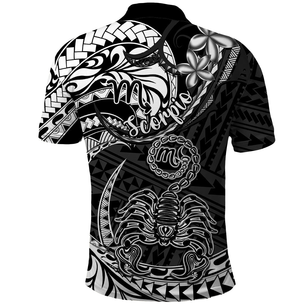 Polynesian Pride Scorpio Zodiac Polo Shirt Astrological Sign Tribal Plumeria Black LT14