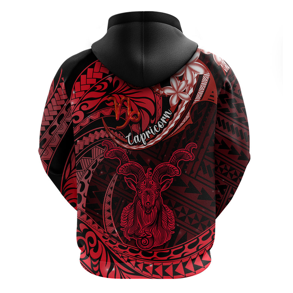 Polynesian Pride Capricorn Zodiac Hoodie Astrological Sign Tribal Plumeria Red Galaxy LT14