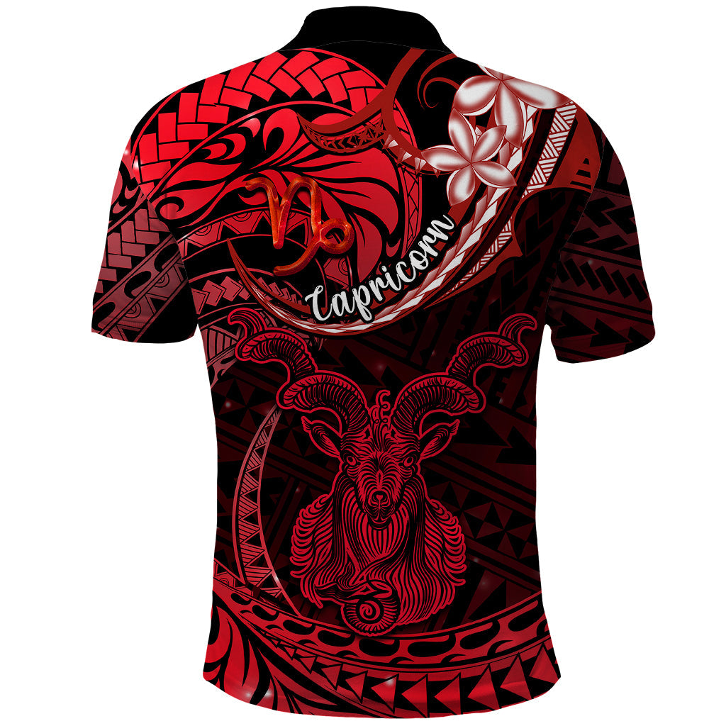 Polynesian Pride Capricorn Zodiac Polo Shirt Astrological Sign Tribal Plumeria Red Galaxy LT14