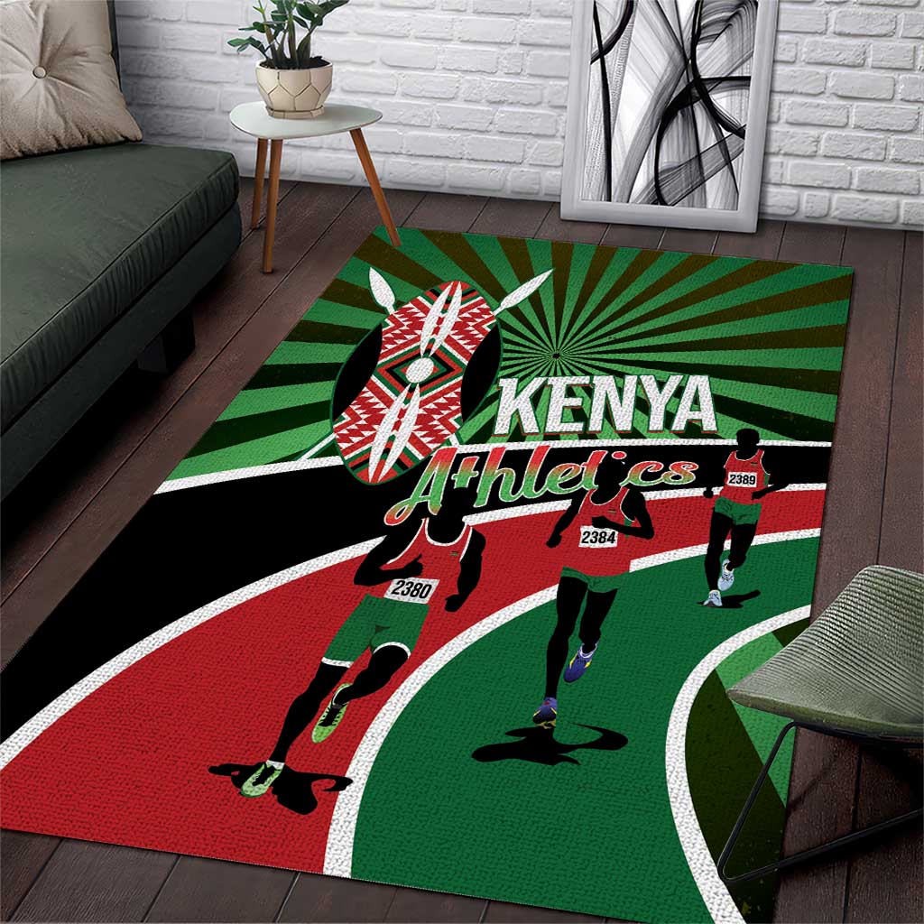 Afro Athletics Kenya Area Rug Olono Maasai Shield Running Way LT14