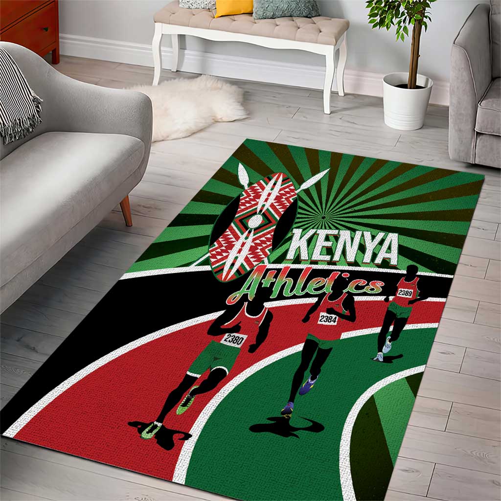 Afro Athletics Kenya Area Rug Olono Maasai Shield Running Way LT14