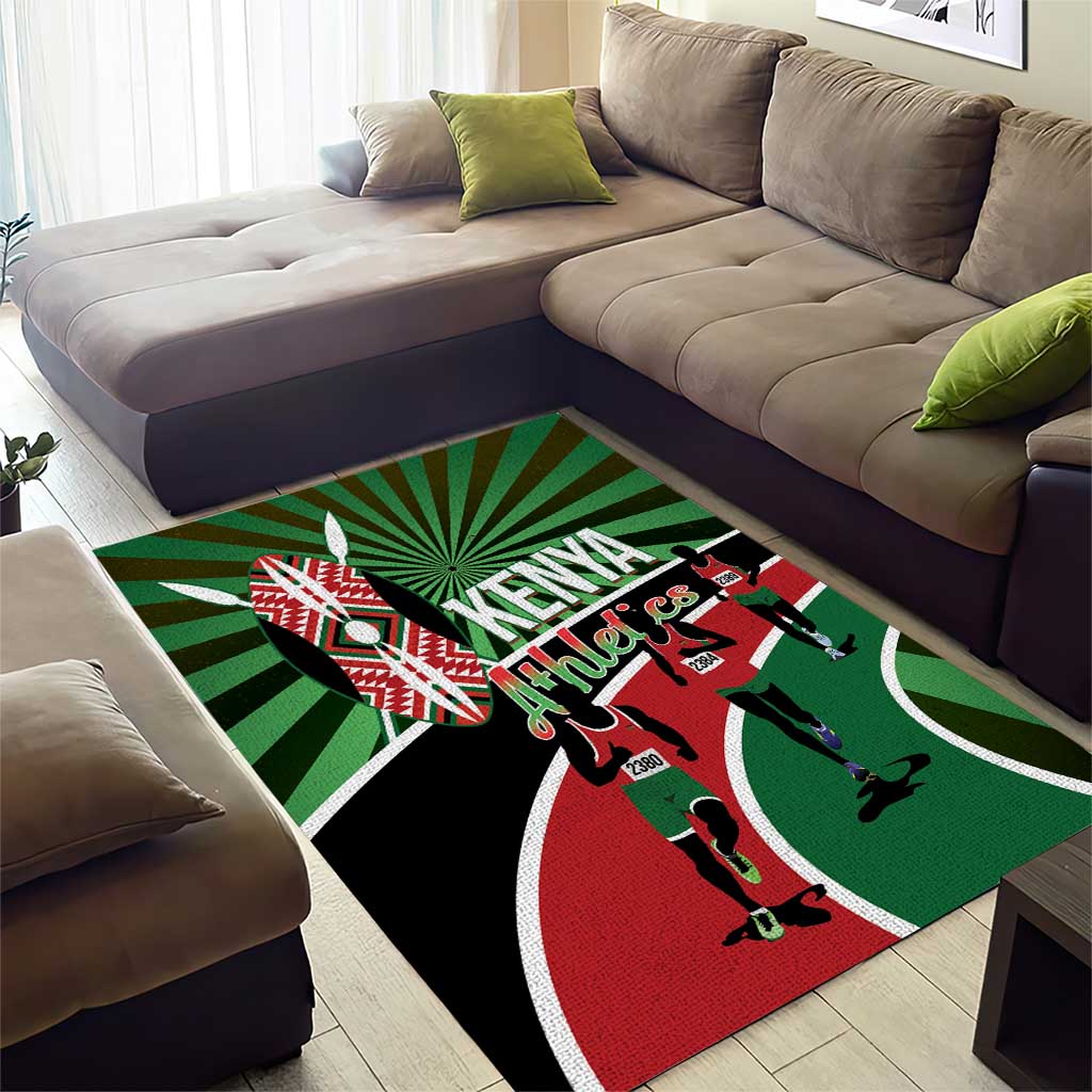 Afro Athletics Kenya Area Rug Olono Maasai Shield Running Way LT14