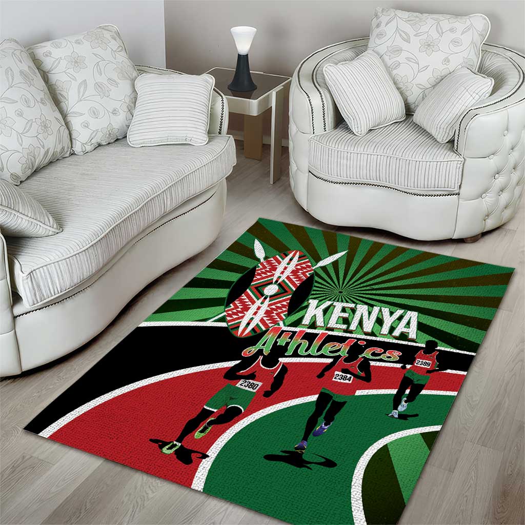 Afro Athletics Kenya Area Rug Olono Maasai Shield Running Way LT14