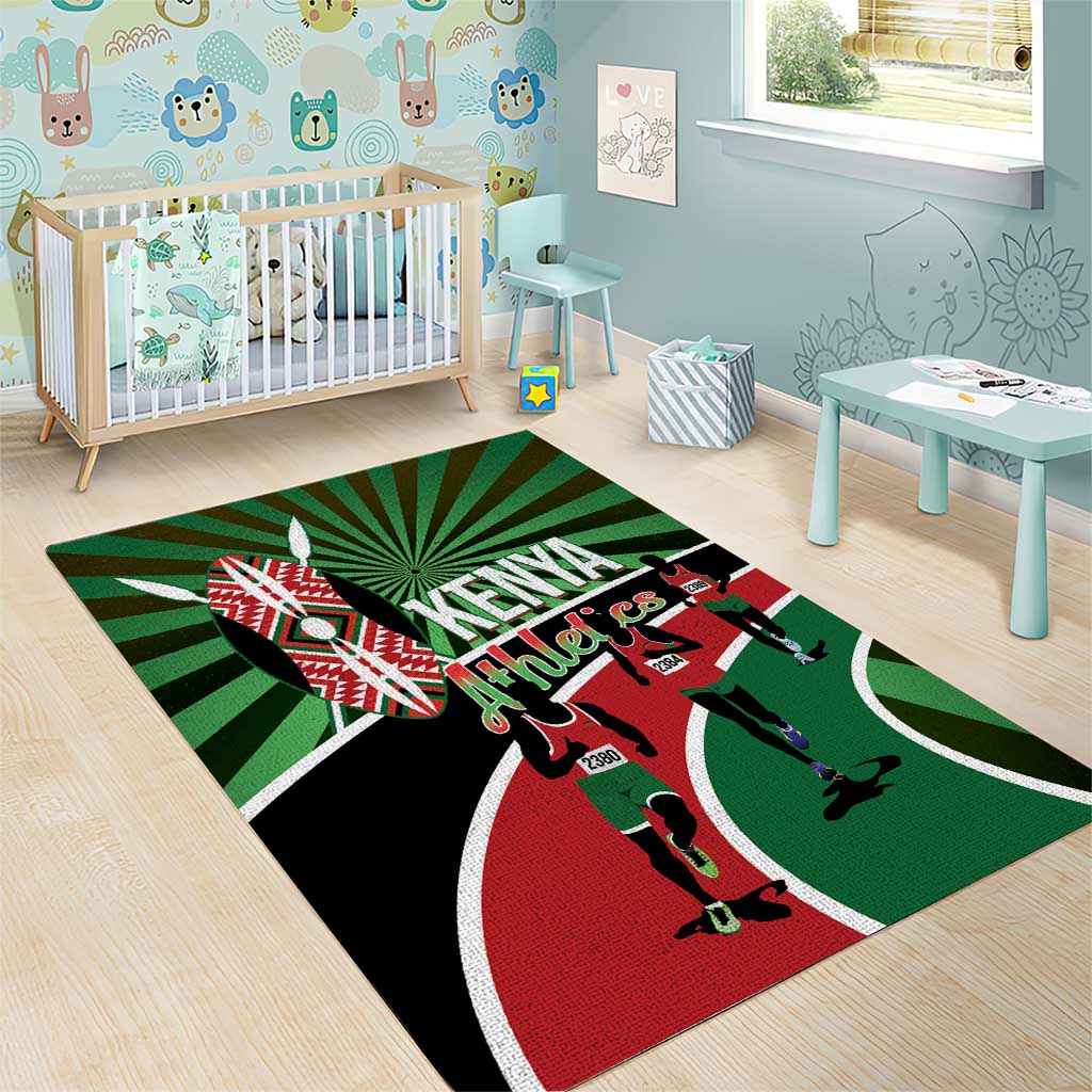 Afro Athletics Kenya Area Rug Olono Maasai Shield Running Way LT14