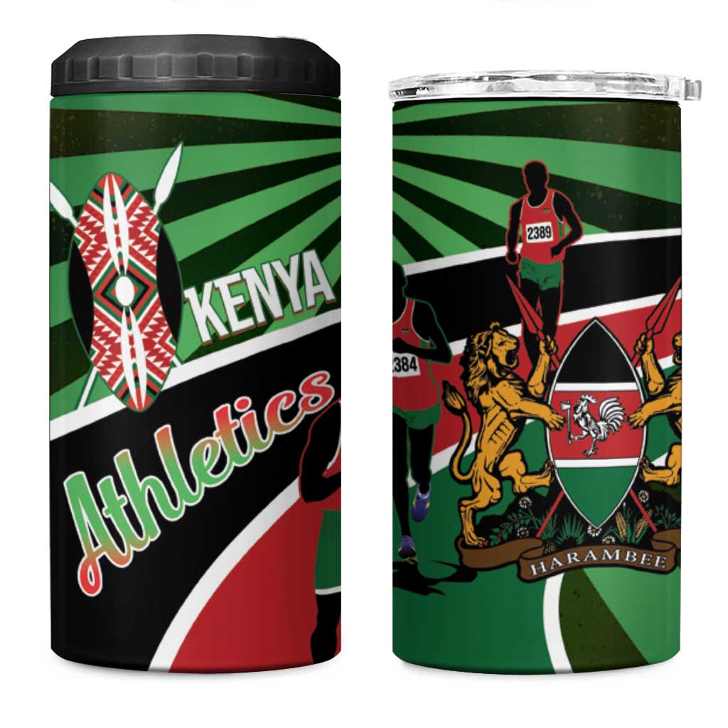 Afro Athletics Kenya 4 in 1 Can Cooler Tumbler Olono Maasai Shield Running Way LT14