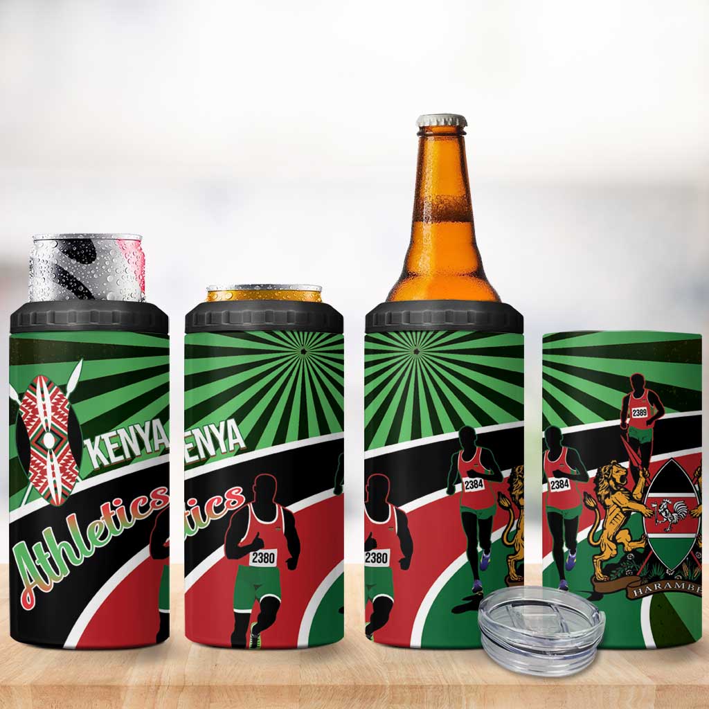 Afro Athletics Kenya 4 in 1 Can Cooler Tumbler Olono Maasai Shield Running Way LT14