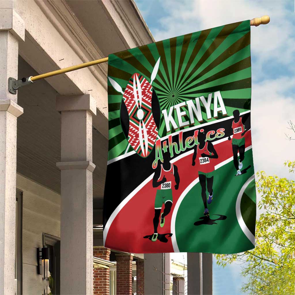 Afro Athletics Kenya Garden Flag Olono Maasai Shield Running Way LT14