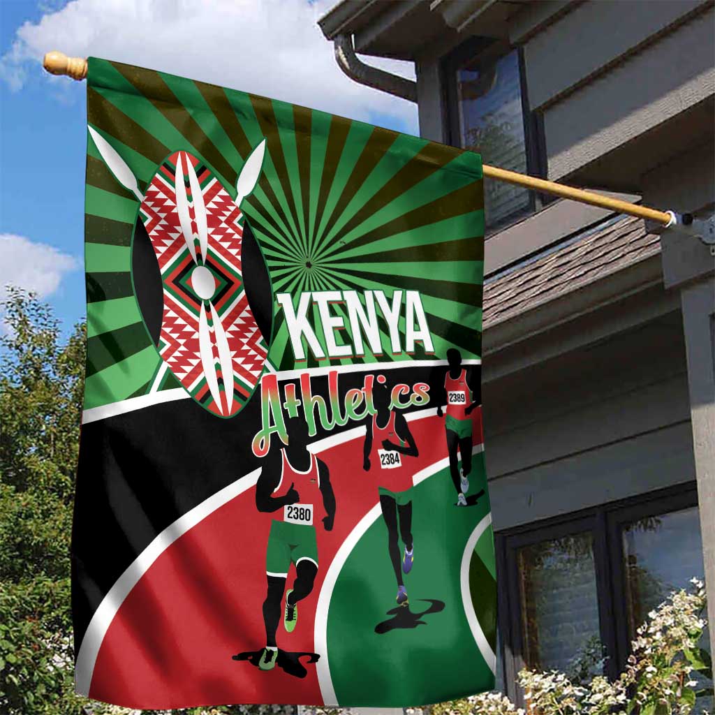 Afro Athletics Kenya Garden Flag Olono Maasai Shield Running Way LT14