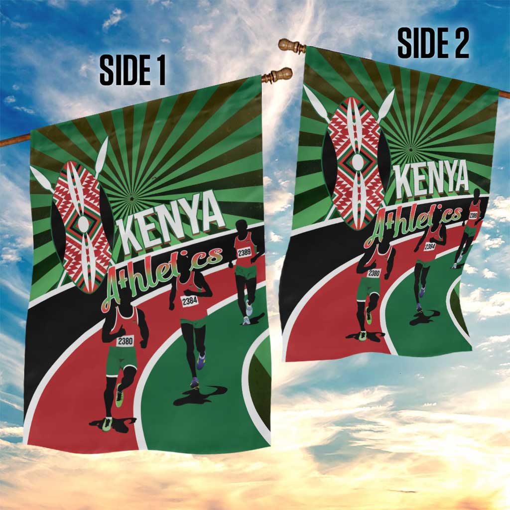 Afro Athletics Kenya Garden Flag Olono Maasai Shield Running Way LT14