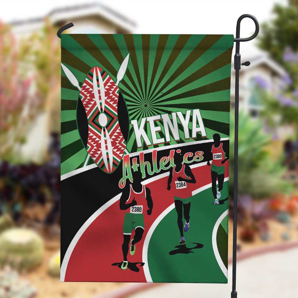 Afro Athletics Kenya Garden Flag Olono Maasai Shield Running Way LT14
