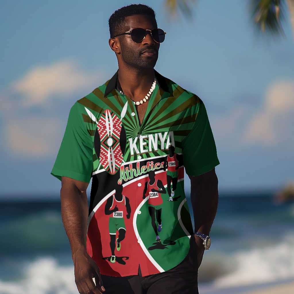 Afro Athletics Kenya Hawaiian Shirt Olono Maasai Shield Running Way LT14