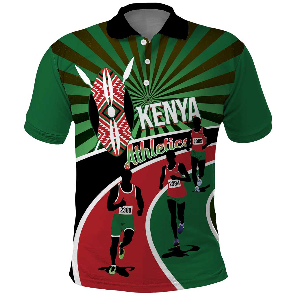 Athletics Kenya Polo Shirt Maasai Shield Running Way LT14