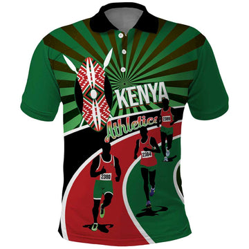 Athletics Kenya Polo Shirt Maasai Shield Running Way LT14