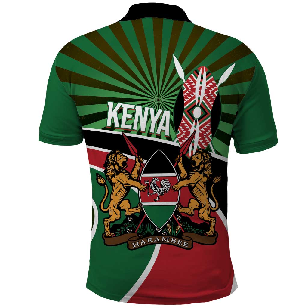 Athletics Kenya Polo Shirt Maasai Shield Running Way LT14