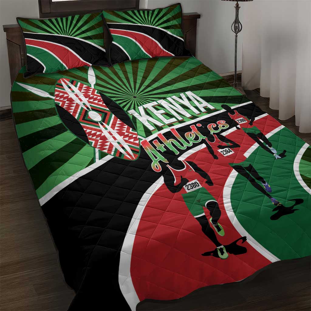 Afro Athletics Kenya Quilt Bed Set Olono Maasai Shield Running Way LT14
