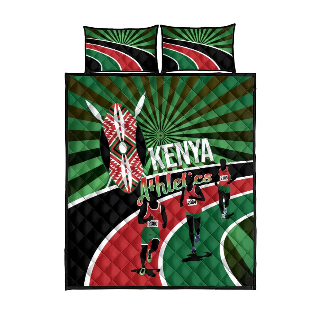 Afro Athletics Kenya Quilt Bed Set Olono Maasai Shield Running Way LT14