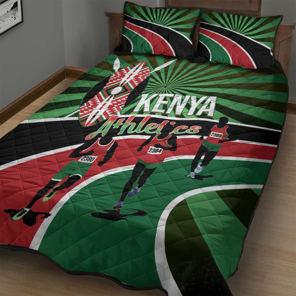 Afro Athletics Kenya Quilt Bed Set Olono Maasai Shield Running Way LT14