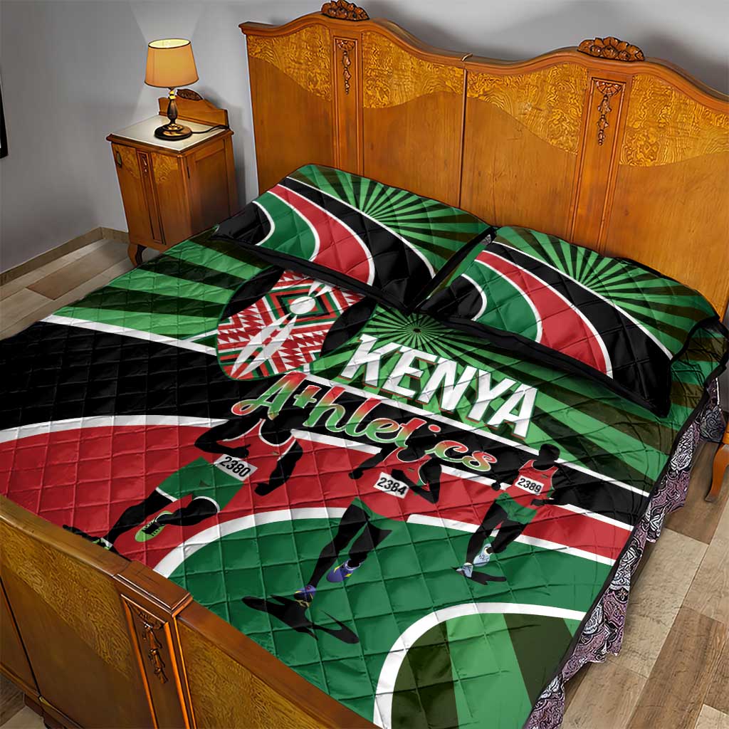 Afro Athletics Kenya Quilt Bed Set Olono Maasai Shield Running Way LT14