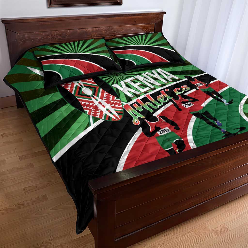 Afro Athletics Kenya Quilt Bed Set Olono Maasai Shield Running Way LT14