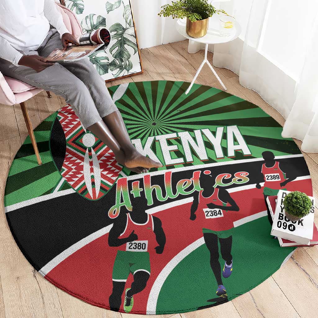 Afro Athletics Kenya Round Carpet Olono Maasai Shield Running Way LT14