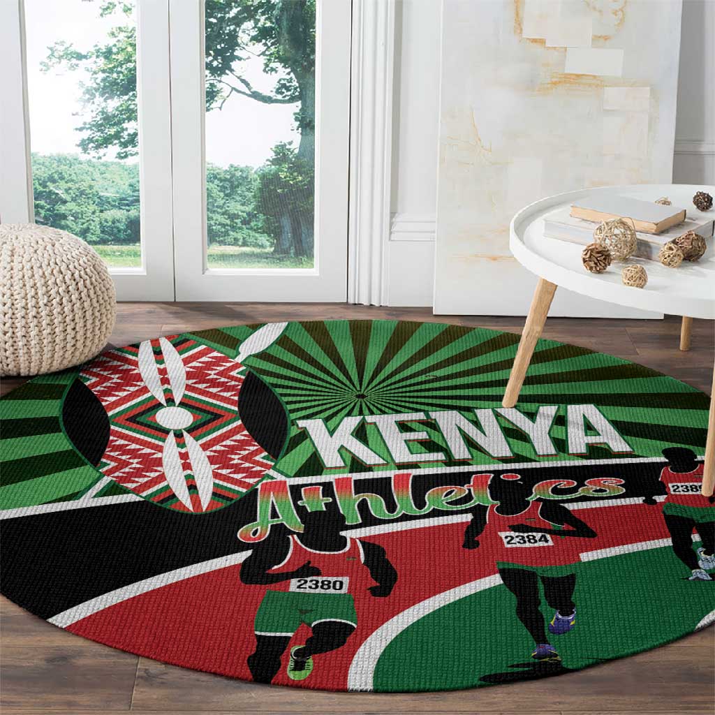 Afro Athletics Kenya Round Carpet Olono Maasai Shield Running Way LT14