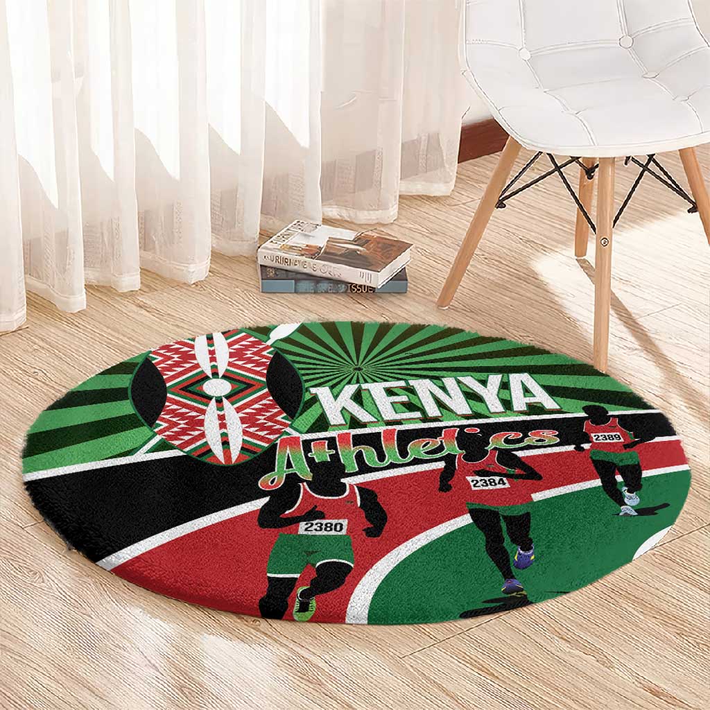 Afro Athletics Kenya Round Carpet Olono Maasai Shield Running Way LT14