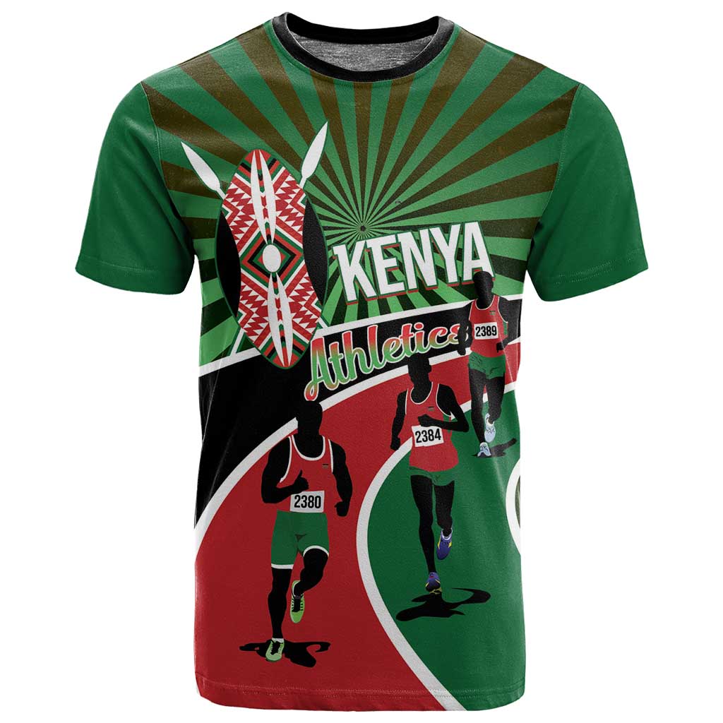 Afro Athletics Kenya T shirt Olono Maasai Shield Running Way LT14