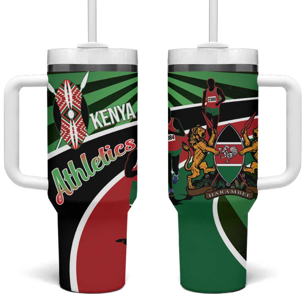Afro Athletics Kenya Tumbler With Handle Olono Maasai Shield Running Way LT14