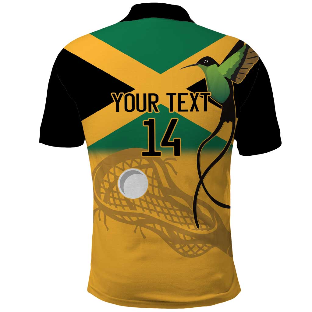 Custom Jamaica Lacrosse Polo Shirt Streamertail Hummingbird With Flag LT14
