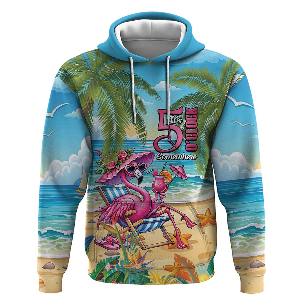 Flamingo Aloha Hawaii Hoodie It's 5 OClock Somewhere Tropical Vibes LT14