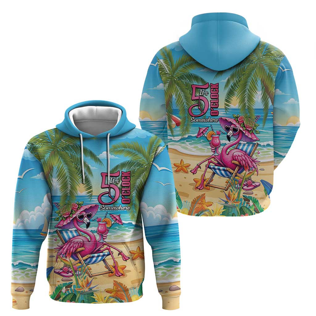 Flamingo Aloha Hawaii Hoodie It's 5 OClock Somewhere Tropical Vibes LT14
