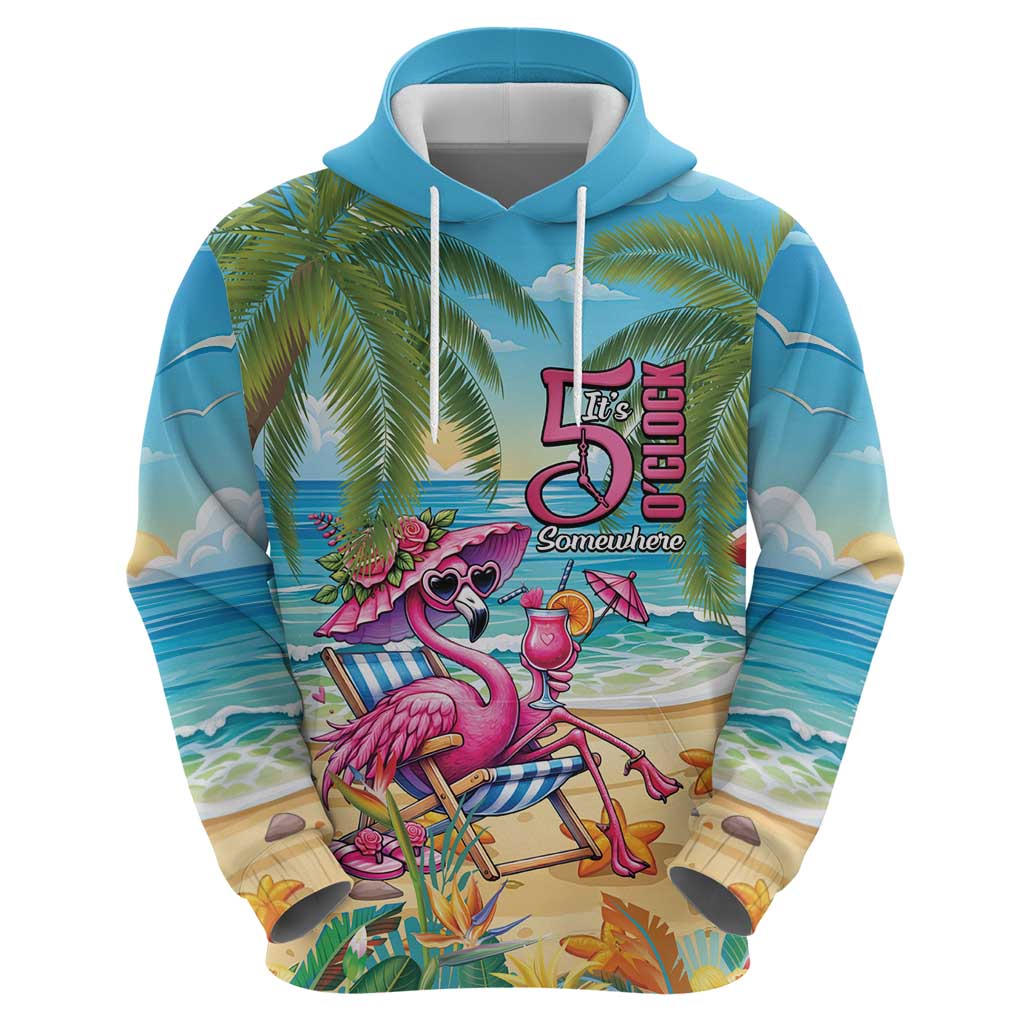 Flamingo Aloha Hawaii Hoodie It's 5 OClock Somewhere Tropical Vibes LT14