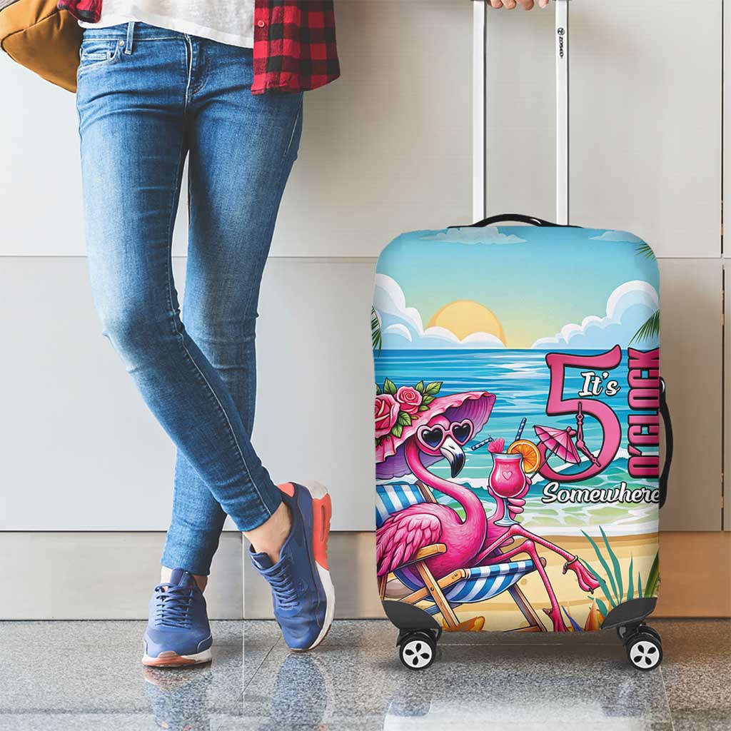Flamingo Aloha Hawaii Luggage Cover It's 5 OClock Somewhere Tropical Vibes LT14