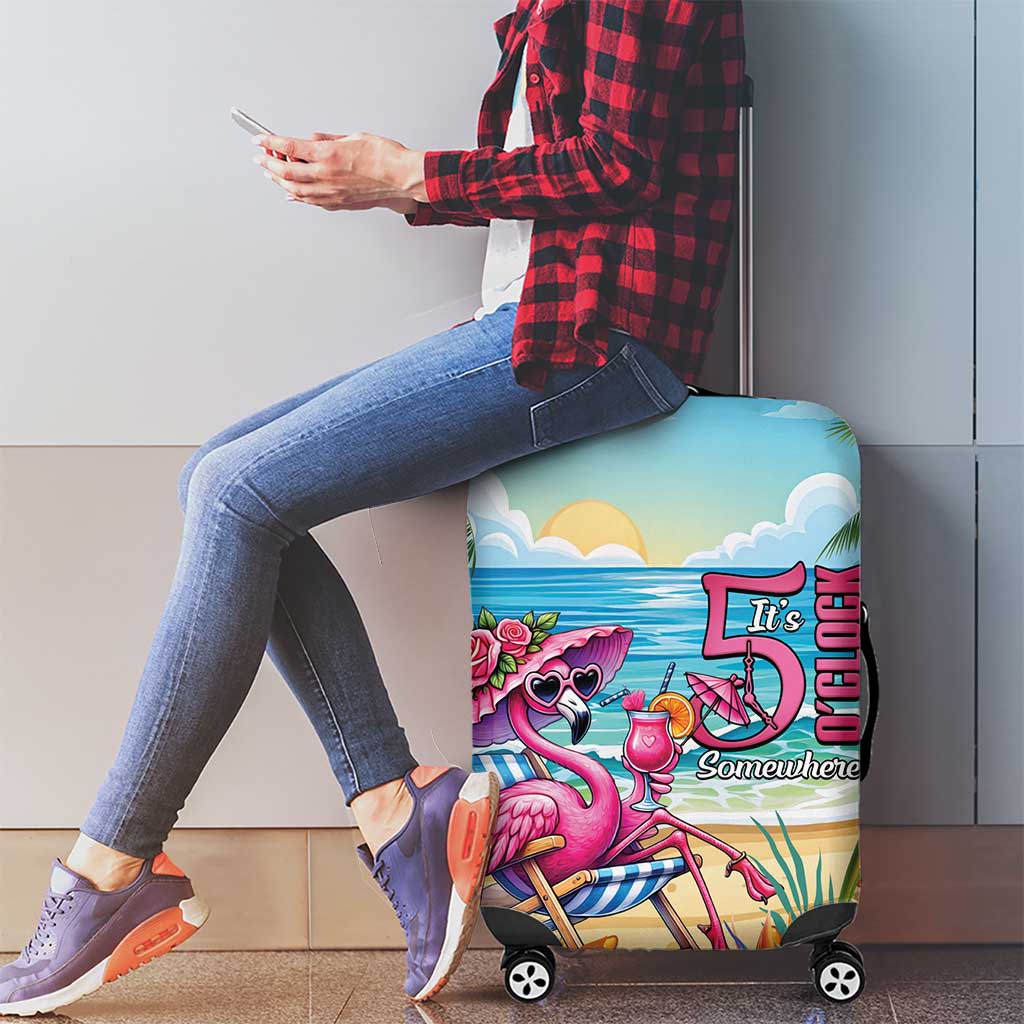 Flamingo Aloha Hawaii Luggage Cover It's 5 OClock Somewhere Tropical Vibes LT14