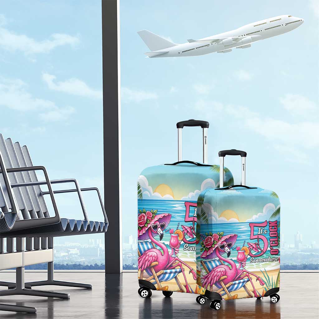 Flamingo Aloha Hawaii Luggage Cover It's 5 OClock Somewhere Tropical Vibes LT14