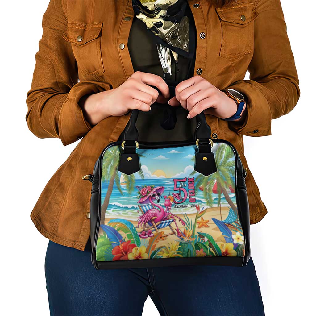 Flamingo Aloha Hawaii Shoulder Handbag It's 5 OClock Somewhere Tropical Vibes LT14