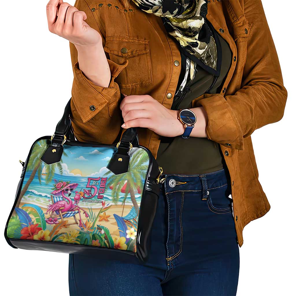 Flamingo Aloha Hawaii Shoulder Handbag It's 5 OClock Somewhere Tropical Vibes LT14