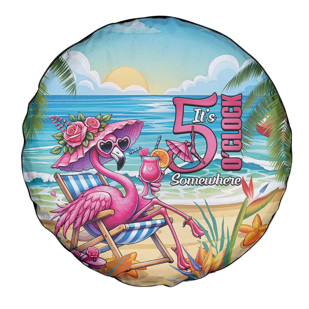 Flamingo Aloha Hawaii Spare Tire Cover It's 5 OClock Somewhere Tropical Vibes LT14