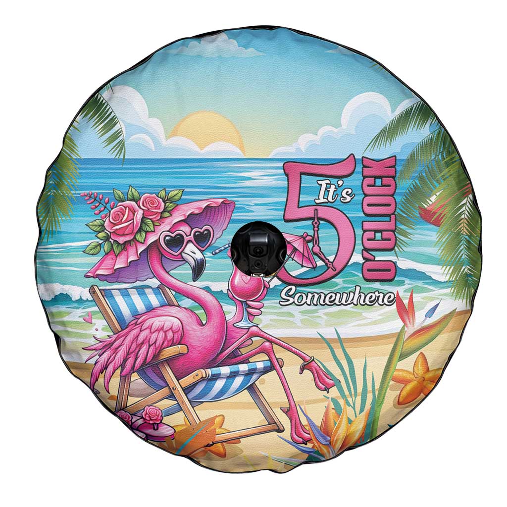 Flamingo Aloha Hawaii Spare Tire Cover It's 5 OClock Somewhere Tropical Vibes LT14
