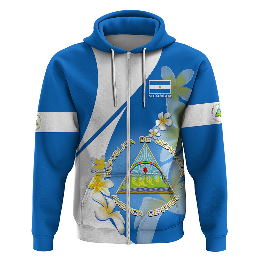 Custom Nicaragua Independence Day Hoodie Nicaraguan Coat of Arms With Sacuanjoche Flowers LT14