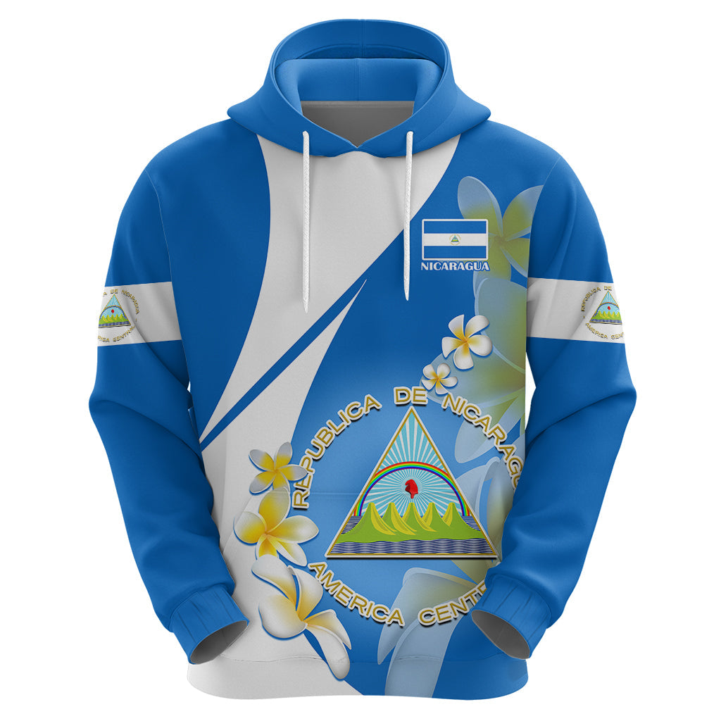 Custom Nicaragua Independence Day Hoodie Nicaraguan Coat of Arms With Sacuanjoche Flowers LT14