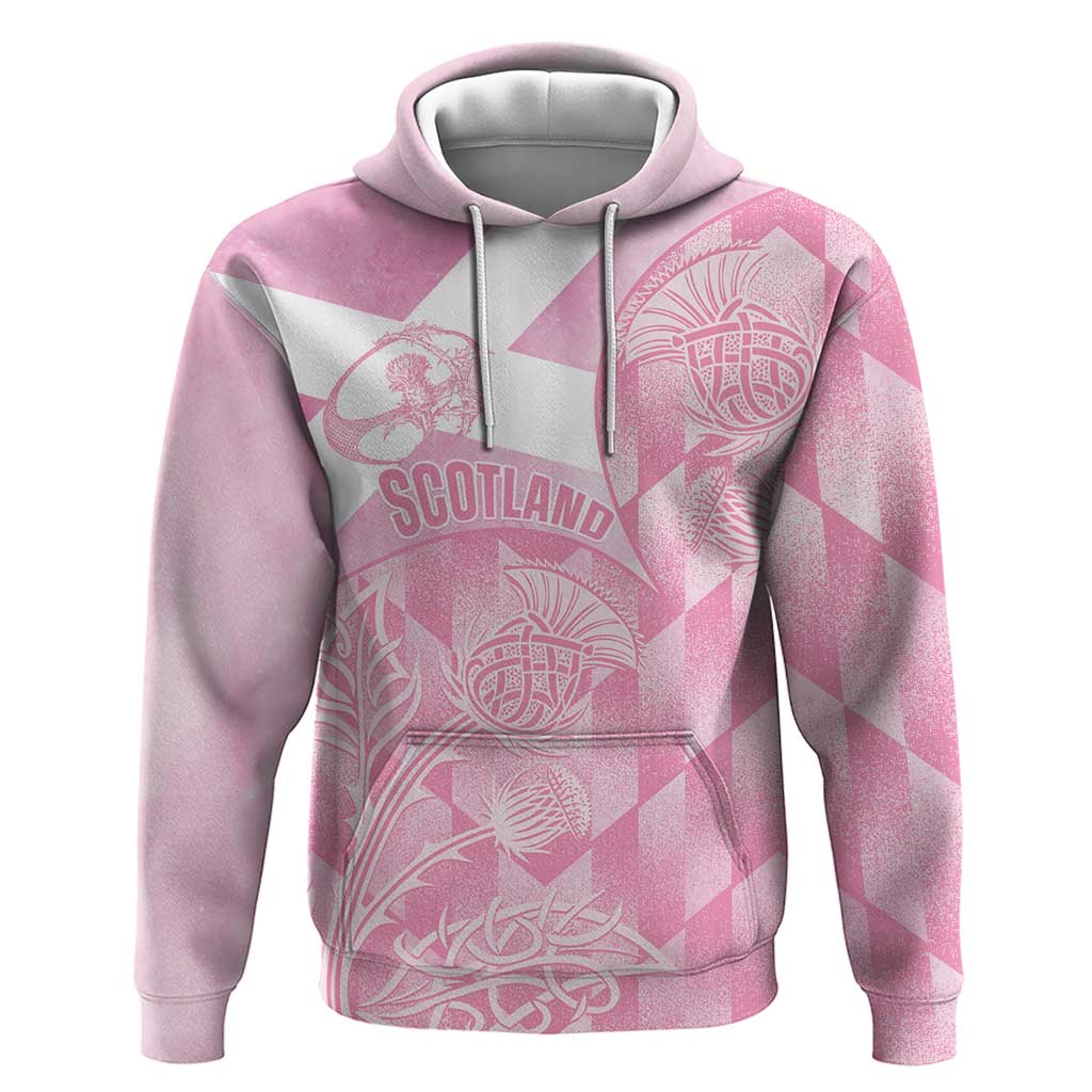 Scotland Rugby Custom Hoodie Go Scottish Thistle Pink Version LT14