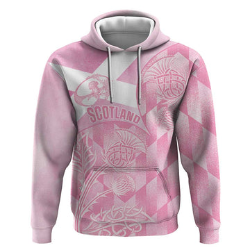 Scotland Rugby Custom Hoodie Go Scottish Thistle Pink Version LT14