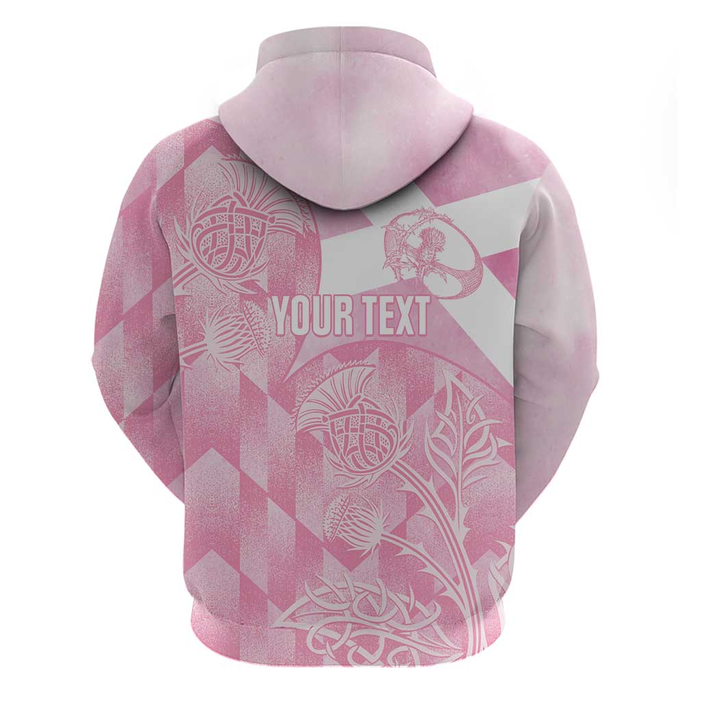 Scotland Rugby Custom Hoodie Go Scottish Thistle Pink Version LT14
