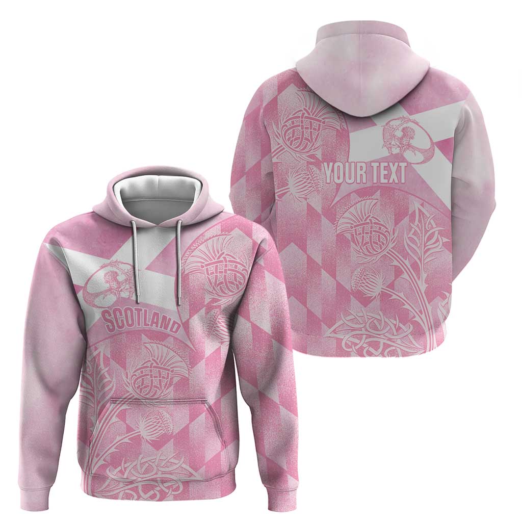 Scotland Rugby Custom Hoodie Go Scottish Thistle Pink Version LT14